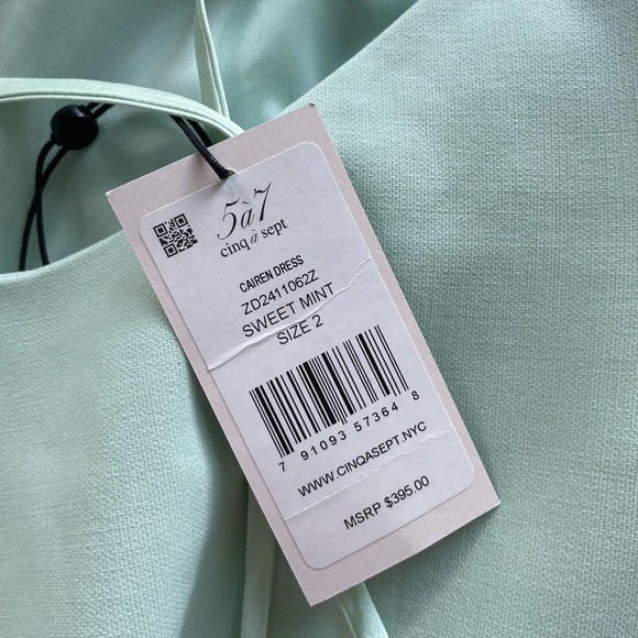 Mint green midi Cinq a Sept dress with side slit - Picture 8 of 11